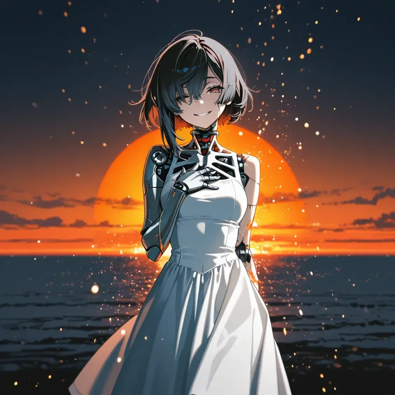 寿命がきて半壊しているアンドロイドの女の子